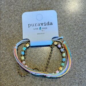 Pura Vida Pastel and Gold Bracelet Set